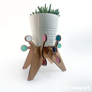 Atomic starburst plant stand, indoor plant holder, mid century house plant stand, flower pot holder