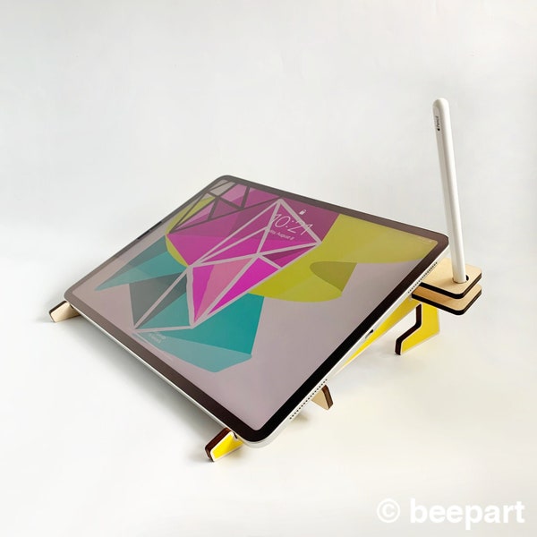 XR 3000 iPad stand, wood tablet stand, dual function tablet stand, wooden iPad holder, stylus holder, Apple pencil holder