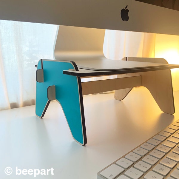 MINTO monitor stand, wood monitor riser, iMac stand, dual monitor stands, desktop stand, monitor pedestal, display stand
