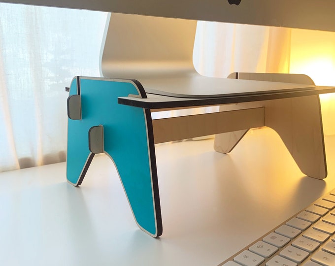 MINTO monitor stand, wood monitor riser, iMac stand, dual monitor stands, desktop stand, monitor pedestal, display stand