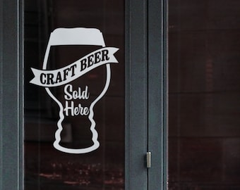 Craft beer window decal sign, craft beer pub signage, beer bar window sticker sign, bar sign, pub decal
