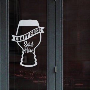 Craft beer window decal sign, craft beer pub signage, beer bar window sticker sign, bar sign, pub decal