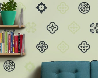 Mediterranean Style Wall Decal Set: Spanish Style Pattern Vinyl Wall Sticker