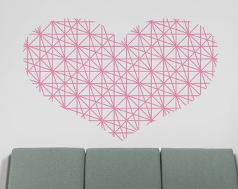 heart wall decal, geometric heart wall decor, love wall sticker, modern style heart decor, modern home love decor, FREE SHIPPING