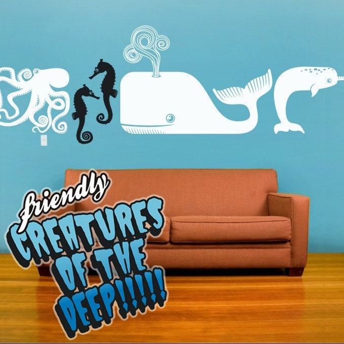 vinyl wall decal sea animals ocean creatures sticker art