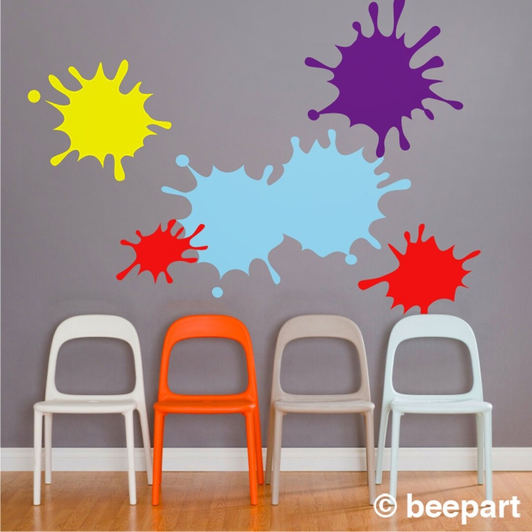 Paint Splatter Decals, Ink Splotch Wall Decal Set, Art Room Decal