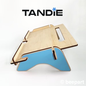 TANDIE laptop stand, wood laptop riser, MacBook stand, wooden stand Ice blue