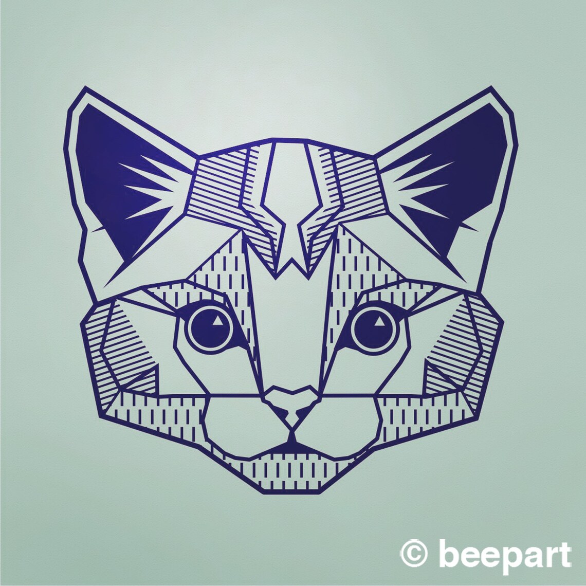 Geometric Cat Wall Decal Geometric Animal Art Abstract Wall Etsy