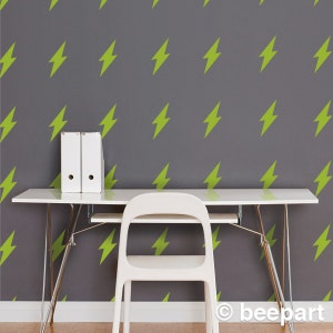 lightning bolt wall decal set, lightning bolt pattern stickers, thunder decor, lightning art, rock and roll decor, retro art,  FREE SHIPPING