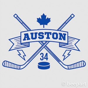 Blau Maple Leafs Hockey wandtattoo- personalisierte Namen Aufkleber, benutzerdefinierte Hockey Aufkleber, Eishockey-Dekor, Toronto, Sportfan