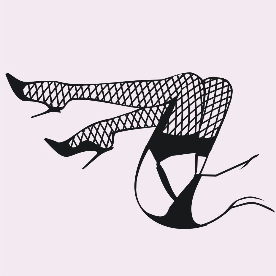 Sexy Legs Wall Decal Pinup Art Burlesque Art Fishnet