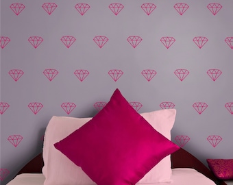 Diamond wall decal set for bedroom, diamond pattern wall decals