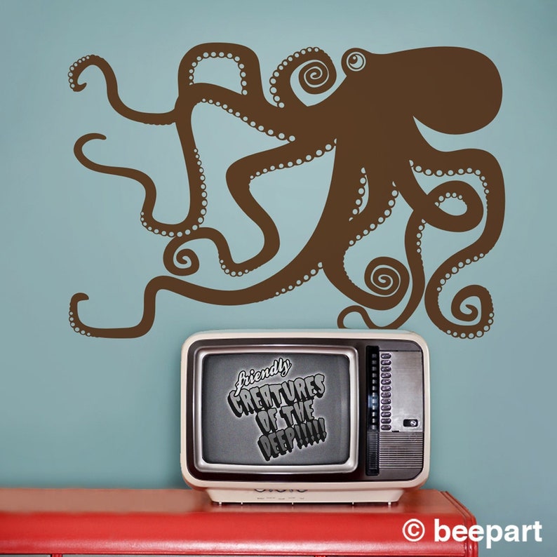 Octopus Wall Decal Octopus Wall Art Animal Art Octopus Art Etsy