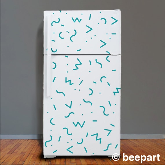3D White Fridge Wrap Geometric Refrigerator Wrap Vinyl Side by Side Top  Bottom Freezer Decals Skin Self Adhesive Modern Kitchen Decor 