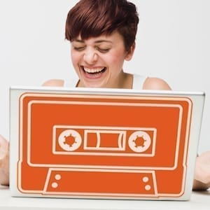 Decalque para laptop cassete, adesivo retrô para laptop com fita mista, arte adesiva dos anos 80, FRETE GRÁTIS