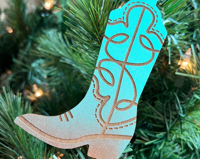 Country Christmas tree ornament cowboy boot Christmas ornament gift for country music lover, cowgirl Christmas decor cowboy boot holiday art