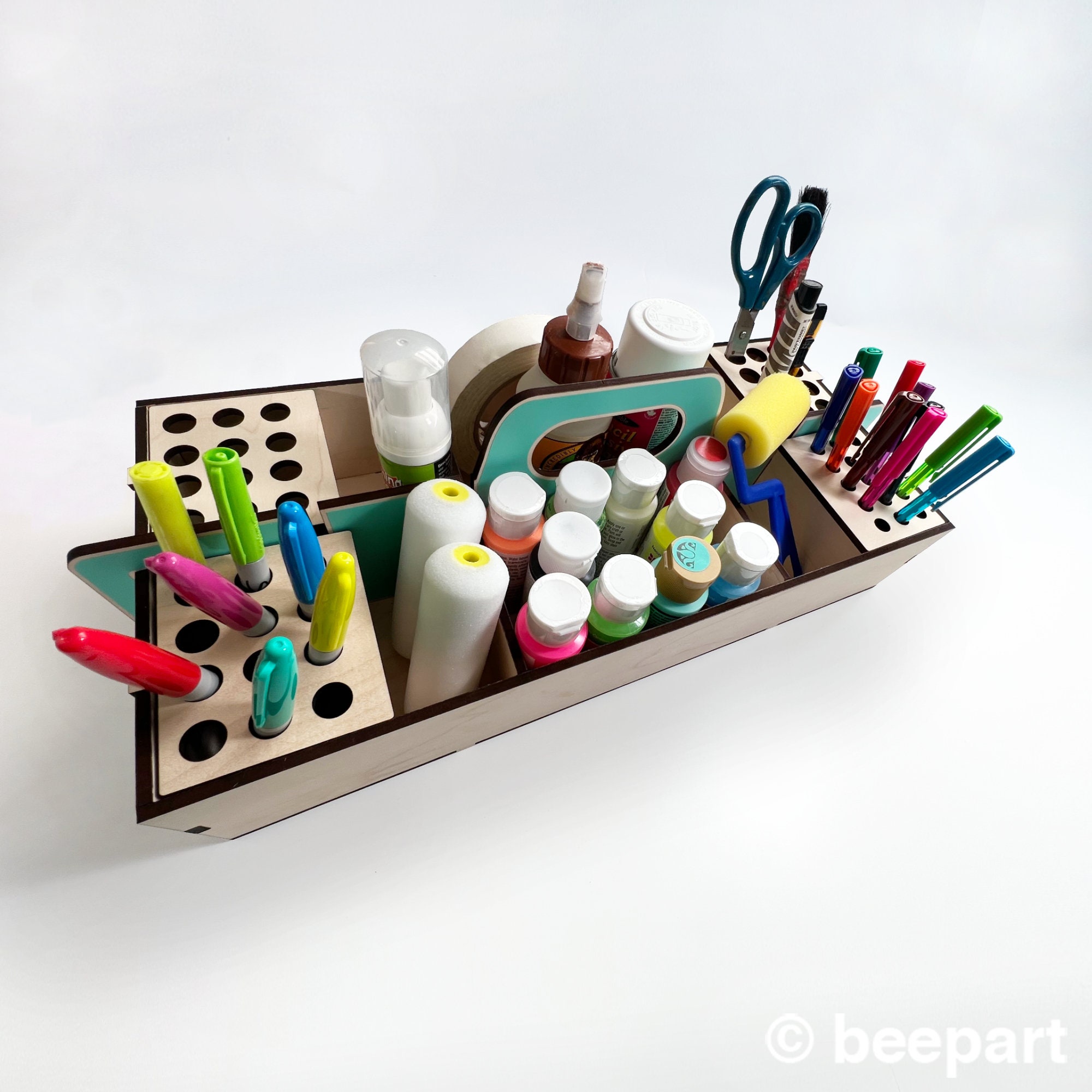 Craft Room Solid Wood Art Tool Pen Caddy Pencil Holder 