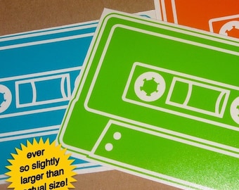 Cassette Tape Vinyl Stickers: 3 pack retro 80s Cassette Decals