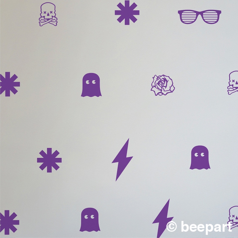 pop culture pattern set 80s retro wall decals rock and roll wall decor FREE SHIPPING