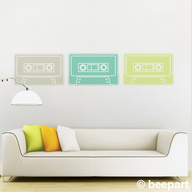 Cassette tape wall decal set vintage 80s cassette art 80s Etsy