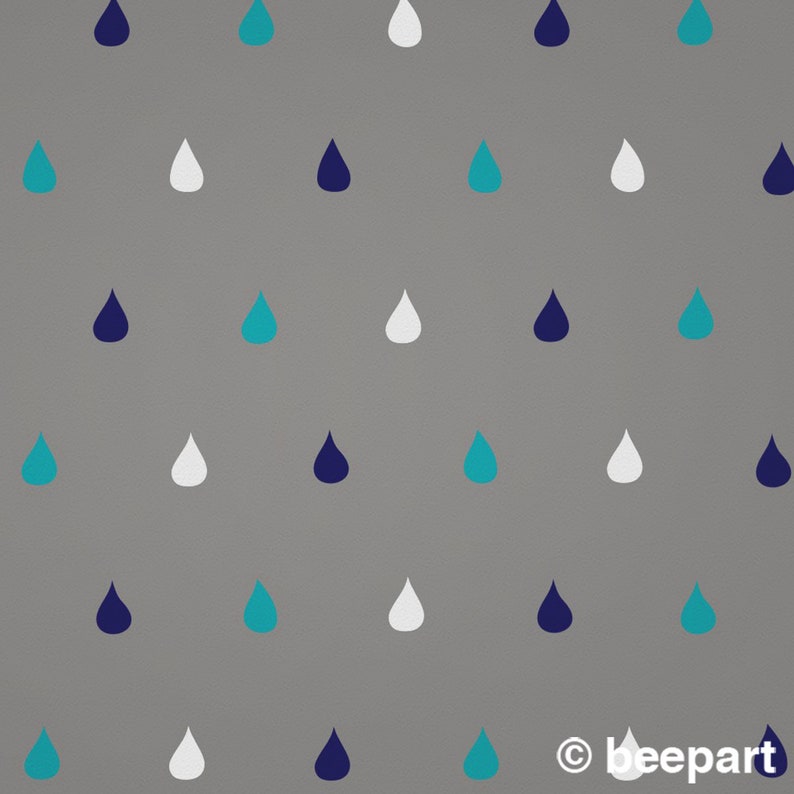 Rain drops wall decal pattern wall stickers, cute rain drops, children's room decor, nursery decor, girls room, boys room image 3