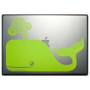 whale laptop decal, sticker art, cute whale laptop decal, FREE SHIPPING image 3