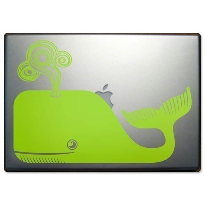 whale laptop decal, sticker art, cute whale laptop decal, FREE SHIPPING image 3