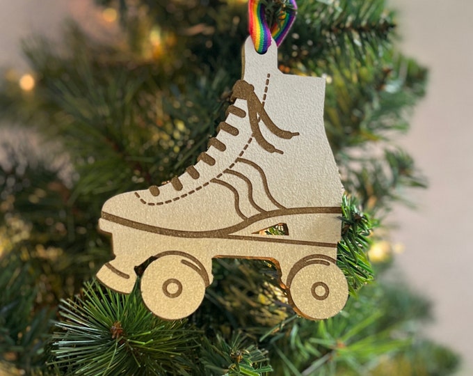 Roller skate holiday ornament for roller derby, retro rollerskate ornament for holiday decor roller derby Christmas ornament