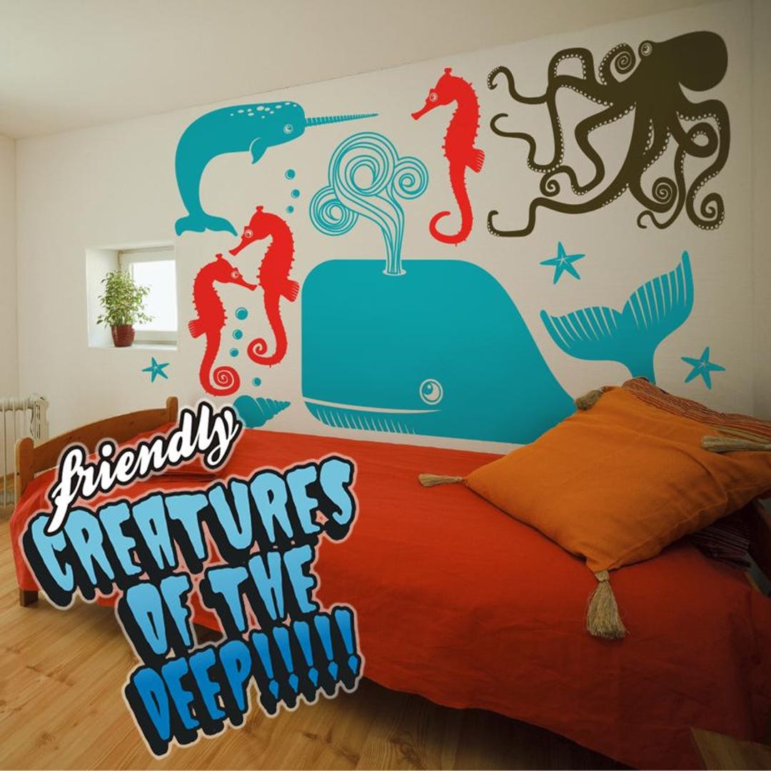 Sea Creatures Wall Decal Set: Personalized Sea Animals Stickers - Etsy UK