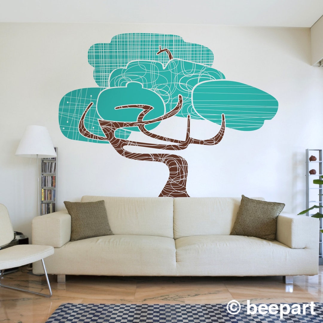 Mid Century Modern Tree Wall Decal - MCM Nature Decor - Etsy