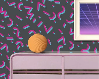 80s Memphis Style Wall Decals: Abstract Squiggles & Dots