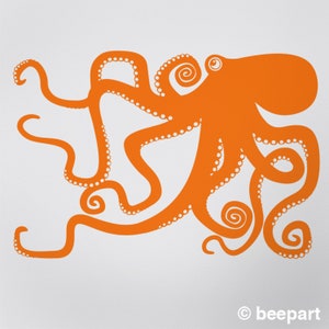 Octopus wall decal octopus wall art, animal art, octopus art, marine life decor, cute animal art, baby girl nursery, baby boy nursery bright orange