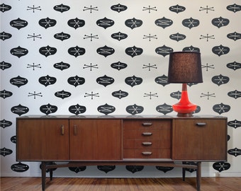 Mid Century Inspired Wall Decal Pattern Set: Abstract MCM Vinyl Wall Sticker