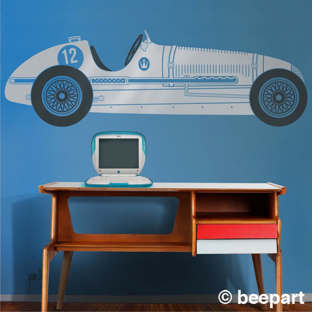 Personalized Vintage Race Car Vinyl Wall Decal - Etsy