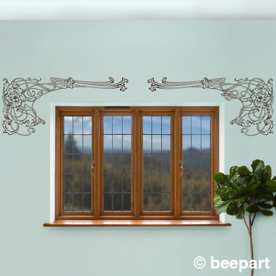 Art Nouveau Decal Border: Floral Art Nouveau Style Wall Decal Set