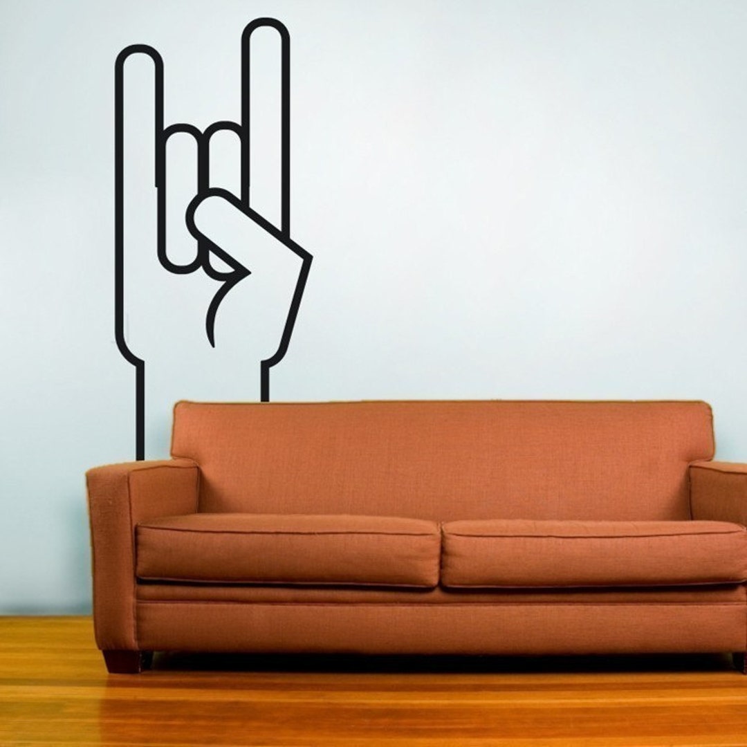 Rock on Hand Wall Decal Rock and Roll Art, Sign of the Horns Sticker