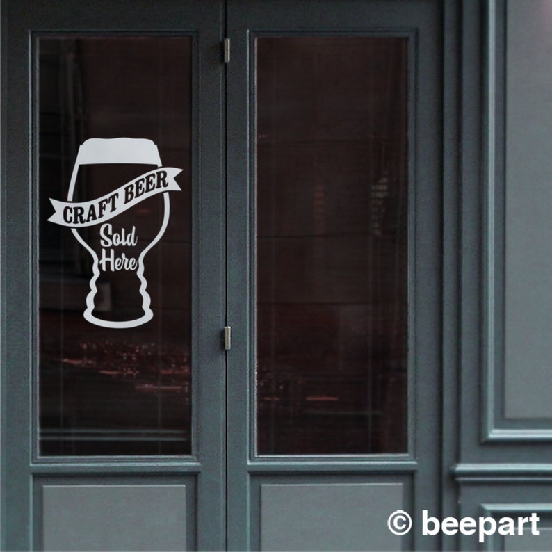 Craft Beer Window Decal Sign, Craft Beer Pub Signage, Beer Bar Window ...
