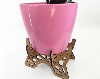 Mahogany Indoor Plant Stand: Wood Plant Riser EIFFEL