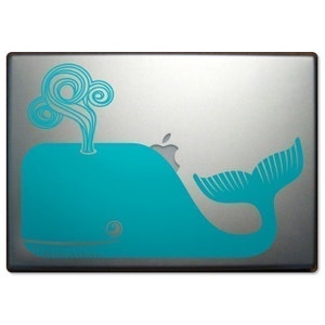 whale laptop decal, sticker art, cute whale laptop decal, FREE SHIPPING image 2