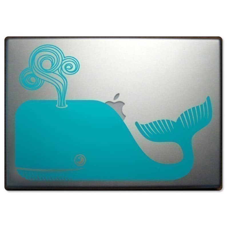 whale laptop decal, sticker art, cute whale laptop decal, FREE SHIPPING image 2