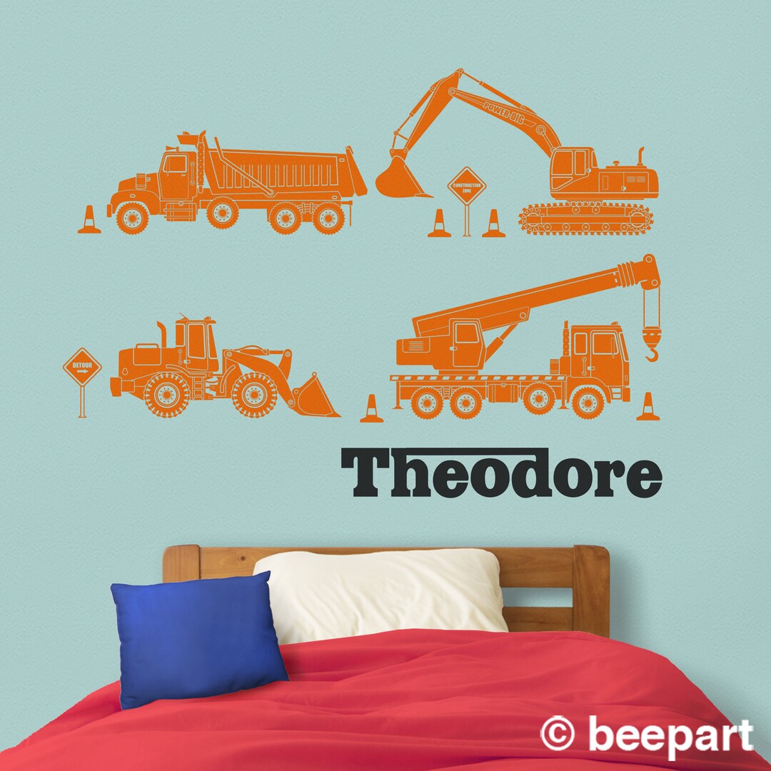 Construction Equipment Wall Decals Personalized Wall Decal for Etsy