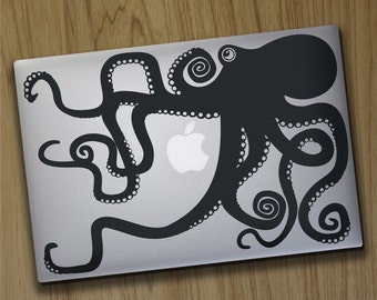 Octopus macbook decal- laptop sticker, tentacles decal, illustrated octopus design, octopus laptop sticker, sea animal art, animal sticker