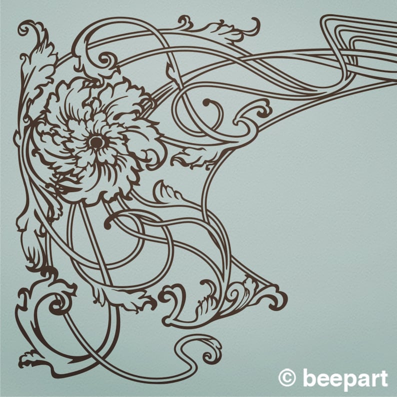 Art nouveau decal border window border decal floral art Etsy