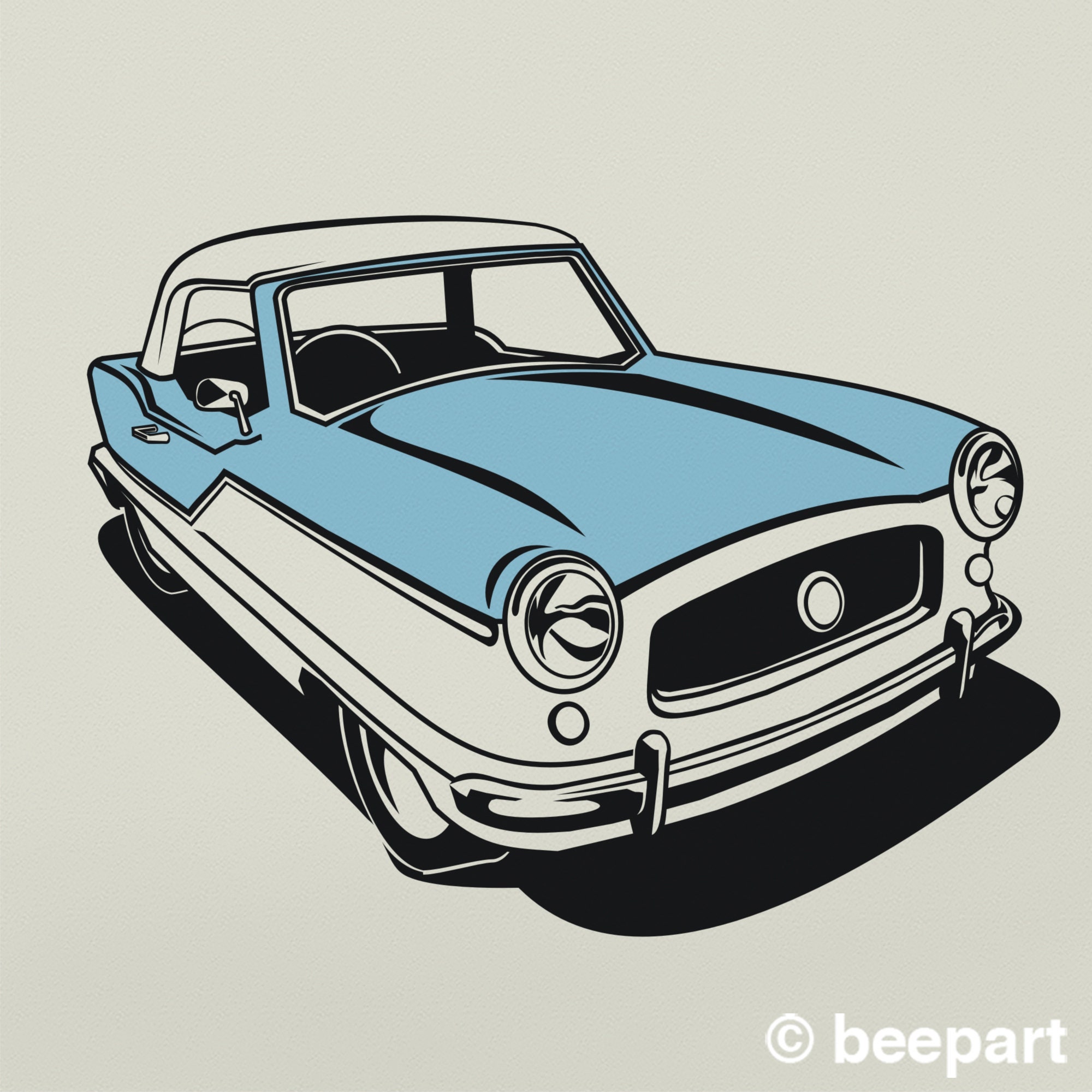 Vintage auto wall decal- Nash Metropolitan art, mid century car art