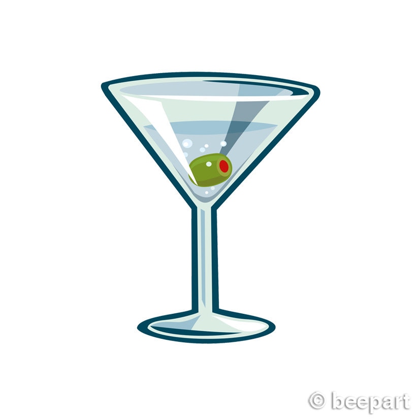 Martini Clipart Cocktail Glas Illustration Gin Wermut Bar Etsy