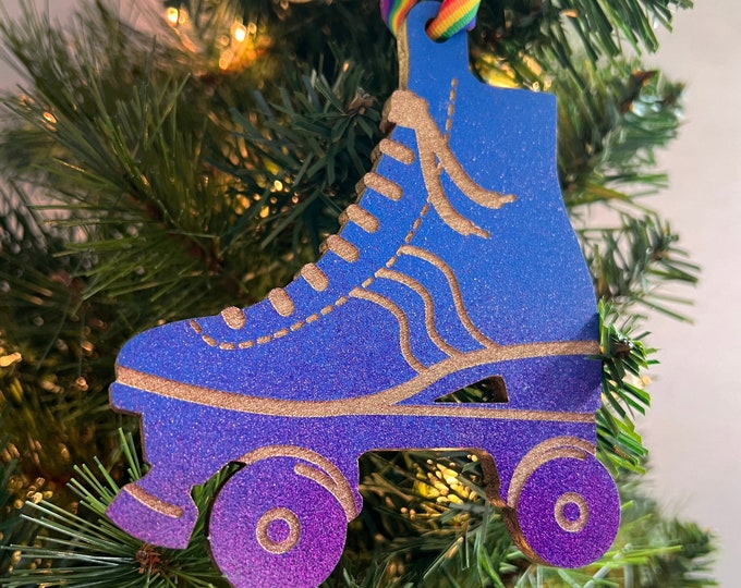 Rollerskate Christmas tree ornament 70s style retro roller skate ornament for holiday decor roller derby Christmas ornament