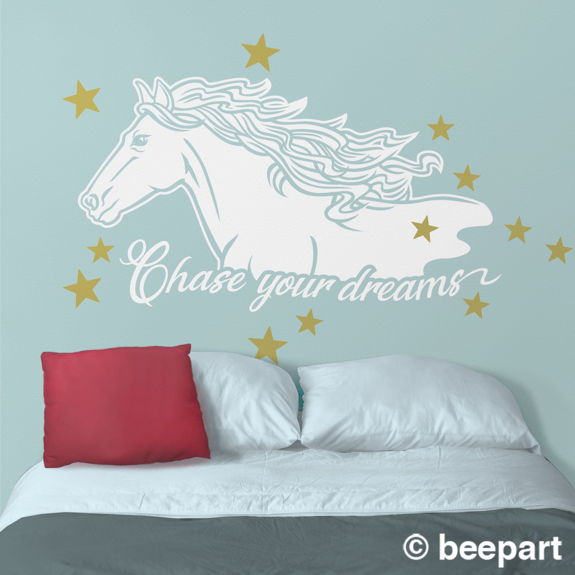 Horse wall decal- Chase your dreams quote, motivational quote, horse  lovers, whimsical, children's room, nursery, equine, uplifting