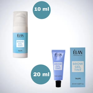 Puede incluir: Dos tubos de ÉLAN Brow Gel Tint en color Taupe. El tubo más pequeño es de 10 ml y el más grande de 20 ml (0,68 fl oz).