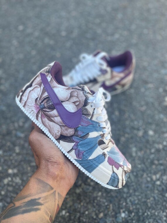 Nike AF1 Burgundy Flowers