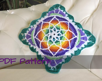 Stained glass boho crochet pillow case